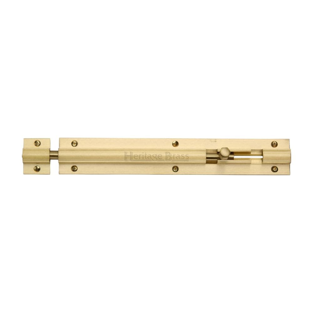 Heritage Brass Accessories Satin Brass / Straight Surface Bolts / 200mm / 8" Heritage Brass - Door Bolt Straight 8" x 1.25" Satin Brass Finish
