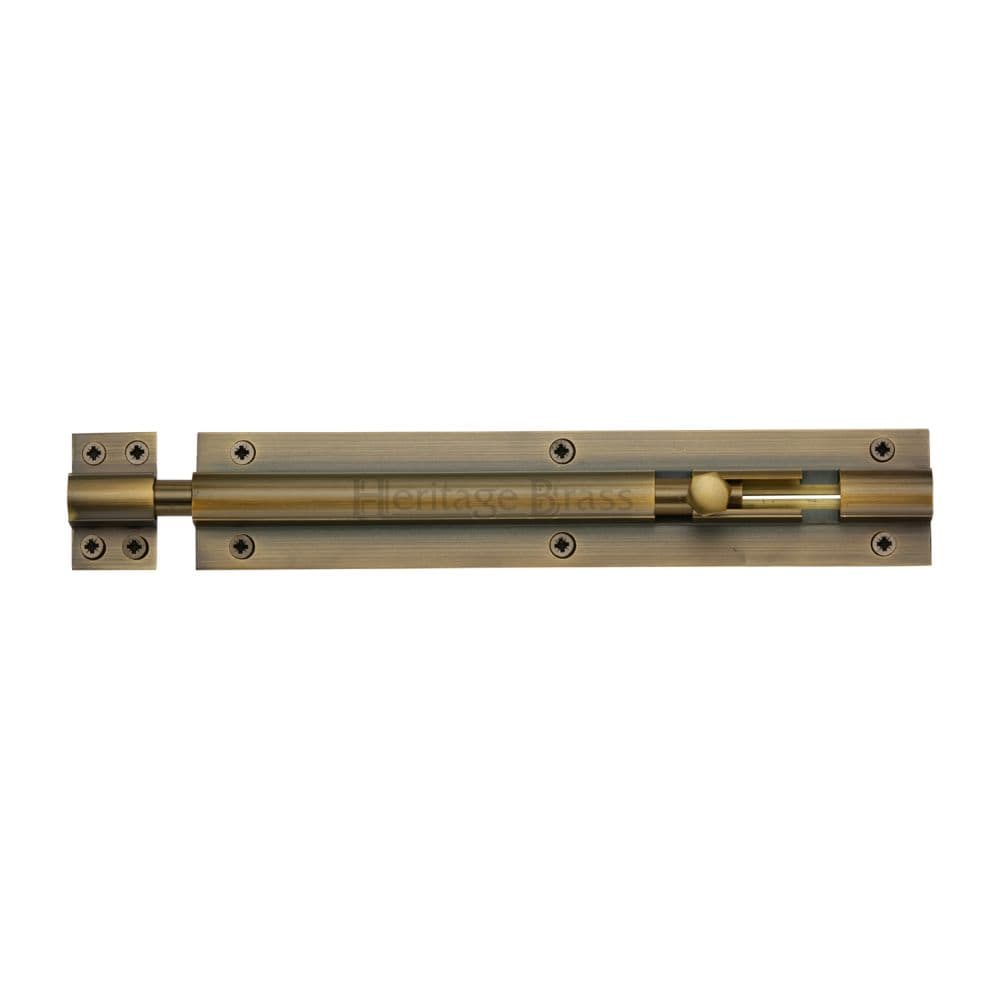 Heritage Brass Accessories Antique Brass / Straight Surface Bolts / 200mm / 8" Heritage Brass - Door Bolt Straight 8" x 1.5" Antique Brass Finish