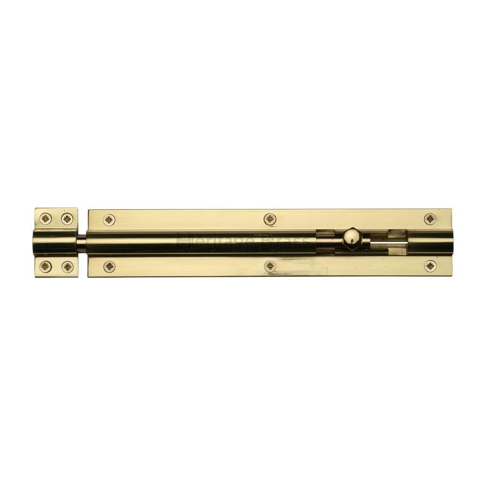 Heritage Brass Accessories Polished Brass / Straight Surface Bolts / 200mm / 8" Heritage Brass - Door Bolt Straight 8" x 1.5" Polished Brass Finish