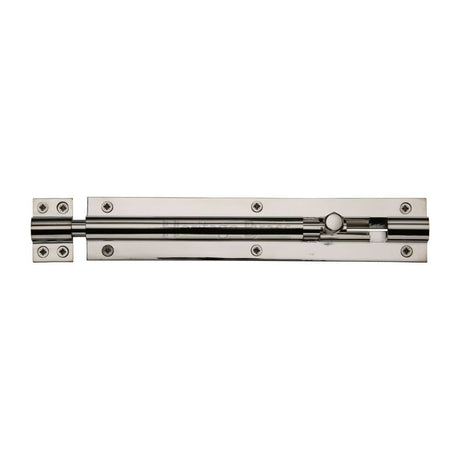 Heritage Brass Accessories Polished Nickel / Straight Surface Bolts / 200mm / 8" Heritage Brass - Door Bolt Straight 8" x 1.5" Polished Nickel Finish
