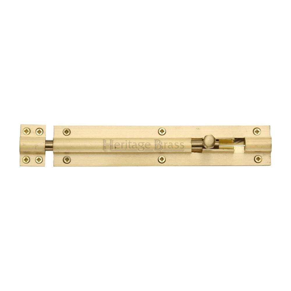 Heritage Brass Accessories Satin Brass / Straight Surface Bolts / 200mm / 8" Heritage Brass - Door Bolt Straight 8" x 1.5" Satin Brass Finish