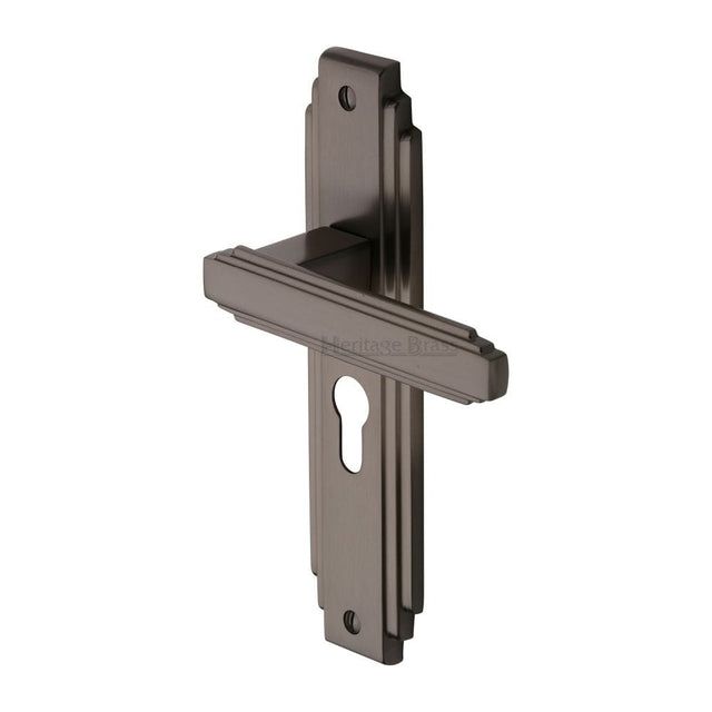 Heritage Brass Door Furniture Matt Bronze / Euro Profile Lock Handles Heritage Brass - Door Handle Euro Profile Astoria Design Matt Bronze Finish