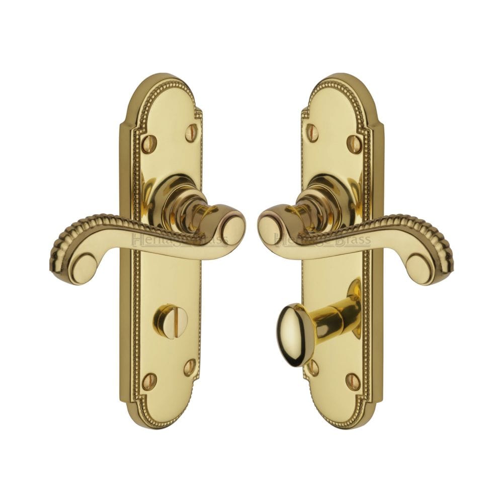 Heritage Brass Door Furniture Polished Brass / Bathroom Lock Handles Heritage Brass - Door Handle for Bathroom Adam Design Polished Brass Finish