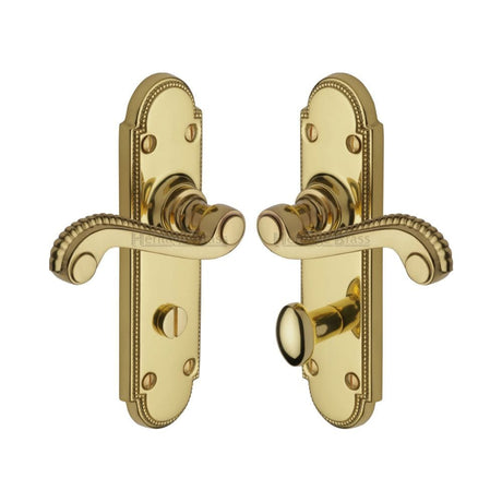 Heritage Brass Door Furniture Polished Brass / Bathroom Lock Handles Heritage Brass - Door Handle for Bathroom Adam Design Polished Brass Finish