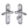 Heritage Brass Door Furniture Satin Chrome / Bathroom Lock Handles Heritage Brass - Door Handle for Bathroom Algarve Design Satin Chrome Finish