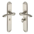 Heritage Brass Door Furniture Satin Nickel / Bathroom Lock Handles Heritage Brass - Door Handle for Bathroom Algarve Long Design Satin Nickel Finish
