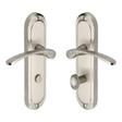 Heritage Brass Door Furniture Satin Nickel / Bathroom Lock Handles Heritage Brass - Door Handle for Bathroom Ambassador Design Satin Nickel Finish