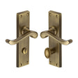 Heritage Brass Door Furniture Antique Brass / Bathroom Lock Handles Heritage Brass - Door Handle for Bathroom Bedford Design Antique Brass Finish