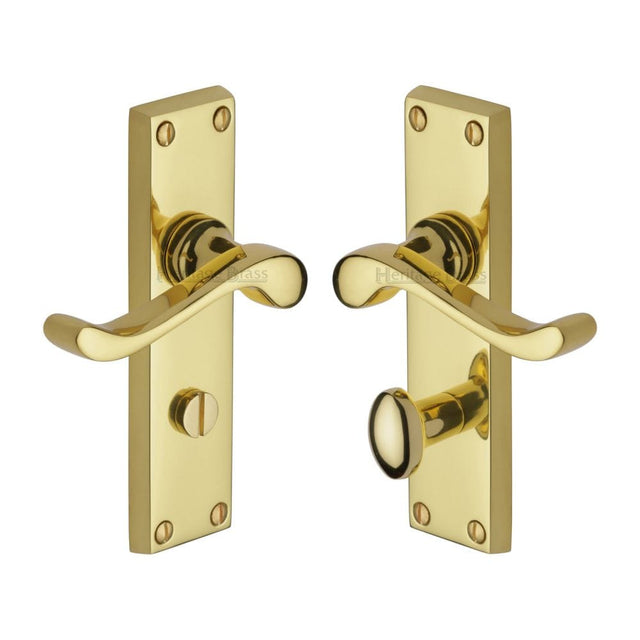 Heritage Brass Door Furniture Polished Brass / Bathroom Lock Handles Heritage Brass - Door Handle for Bathroom Bedford Design Polished Brass Finish