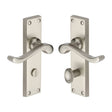 Heritage Brass Door Furniture Satin Nickel / Bathroom Lock Handles Heritage Brass - Door Handle for Bathroom Bedford Design Satin Nickel Finish