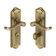 Heritage Brass Door Furniture Antique Brass / Bathroom Lock Handles Heritage Brass - Door Handle for Bathroom Buckingham Design Antique Brass Finish