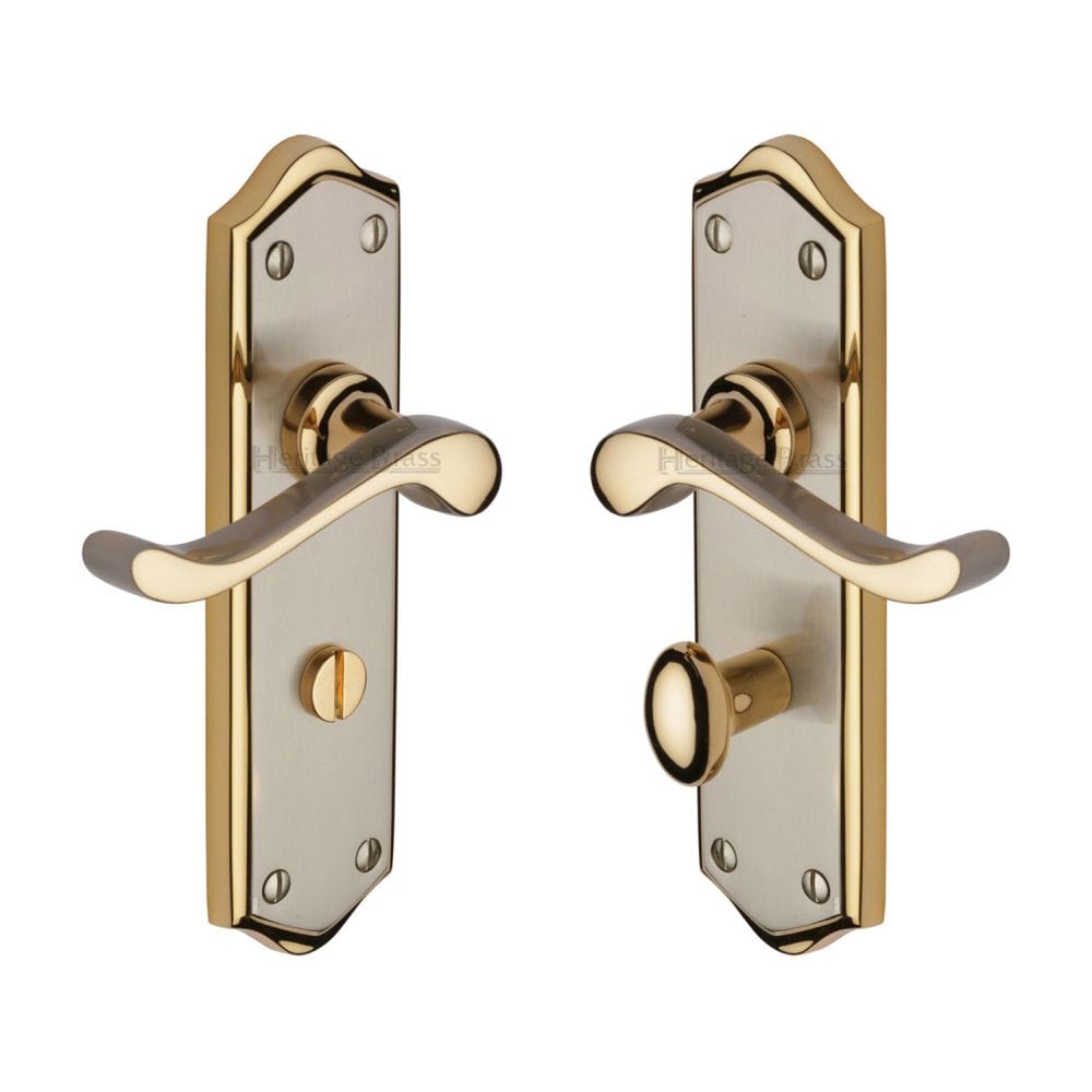 Heritage Brass Door Furniture Jupiter Split Finish / Bathroom Lock Handles Heritage Brass - Door Handle for Bathroom Buckingham Design Jupiter Finish