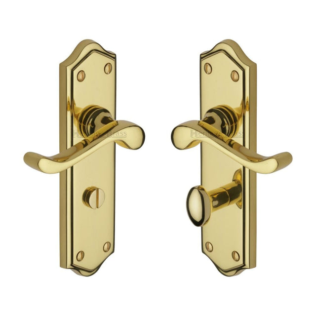 Heritage Brass Door Furniture Polished Brass / Bathroom Lock Handles Heritage Brass - Door Handle for Bathroom Buckingham Design Polished Brass Finish