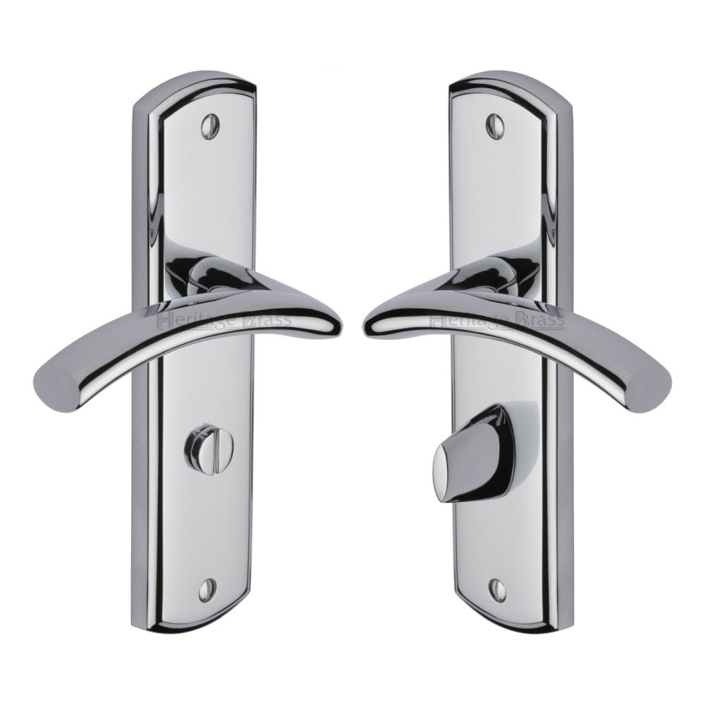 Heritage Brass Door Furniture Polished Chrome / Bathroom Lock Handles Heritage Brass - Door Handle for Bathroom Centaur Design Polished Chrome Finish