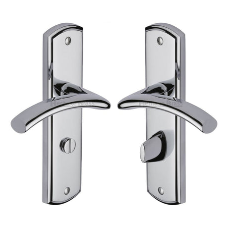 Heritage Brass Door Furniture Polished Chrome / Bathroom Lock Handles Heritage Brass - Door Handle for Bathroom Centaur Design Polished Chrome Finish