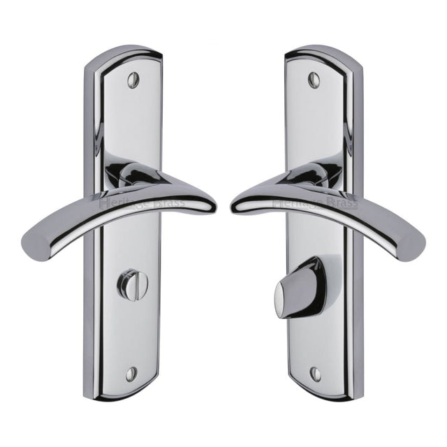 Heritage Brass Door Furniture Polished Chrome / Bathroom Lock Handles Heritage Brass - Door Handle for Bathroom Centaur Design Polished Chrome Finish