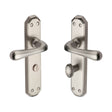 Heritage Brass Door Furniture Satin Nickel / Bathroom Lock Handles Heritage Brass - Door Handle for Bathroom Charlbury Design Satin Nickel Finish