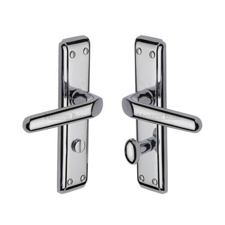 Heritage Brass Door Furniture Polished Chrome / Bathroom Lock Handles Heritage Brass - Door Handle for Bathroom Deco Design Polished Chrome Finish