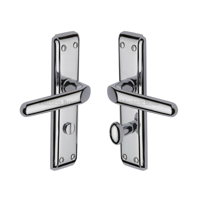 Heritage Brass Door Furniture Polished Chrome / Bathroom Lock Handles Heritage Brass - Door Handle for Bathroom Deco Design Polished Chrome Finish
