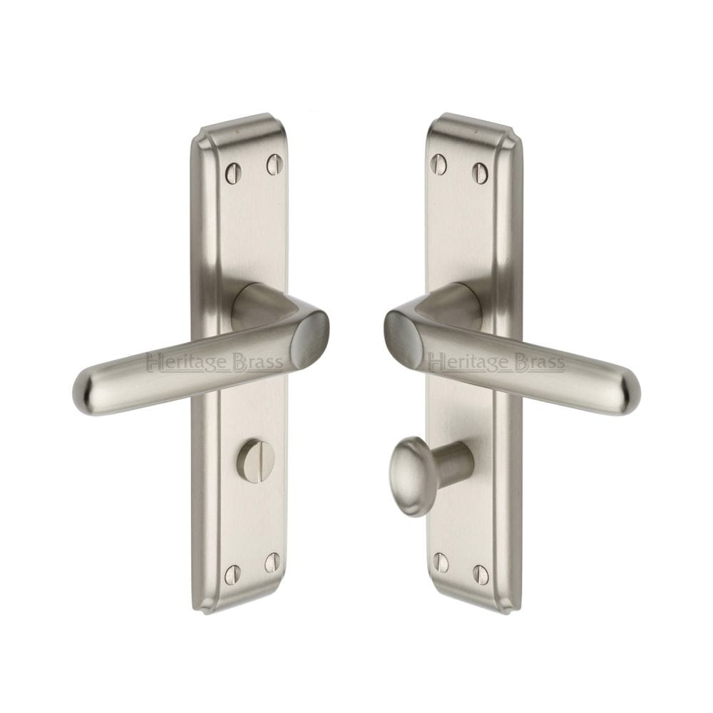 Heritage Brass Door Furniture Satin Nickel / Bathroom Lock Handles Heritage Brass - Door Handle for Bathroom Deco Design Satin Nickel Finish