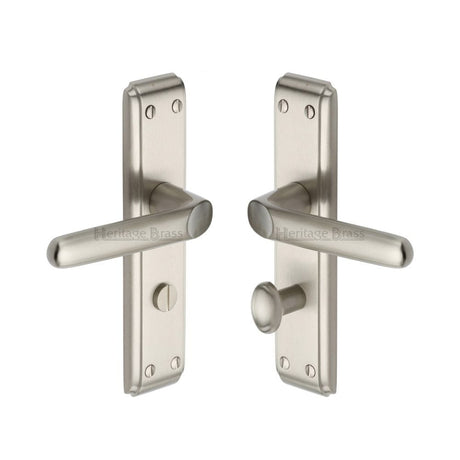 Heritage Brass Door Furniture Satin Nickel / Bathroom Lock Handles Heritage Brass - Door Handle for Bathroom Deco Design Satin Nickel Finish