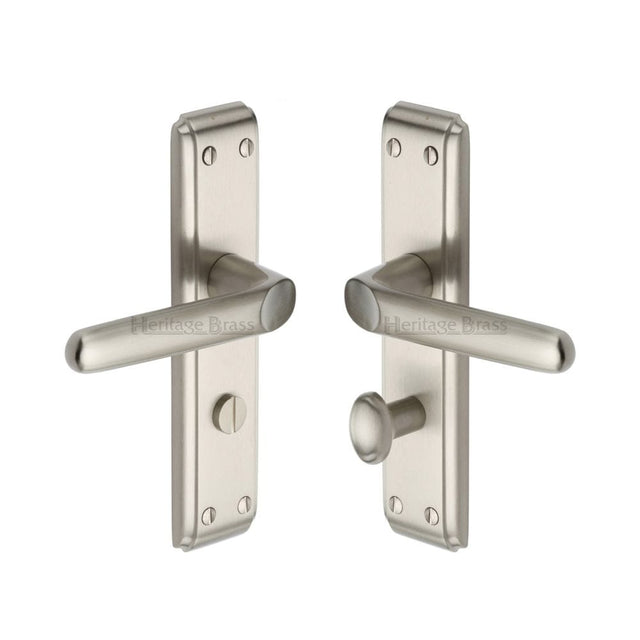 Heritage Brass Door Furniture Satin Nickel / Bathroom Lock Handles Heritage Brass - Door Handle for Bathroom Deco Design Satin Nickel Finish
