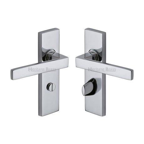 Heritage Brass Door Furniture Polished Chrome / Bathroom Lock Handles Heritage Brass - Door Handle for Bathroom Delta Design Polished Chrome Finish
