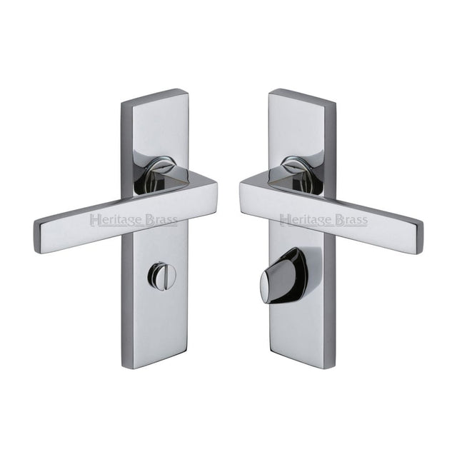 Heritage Brass Door Furniture Polished Chrome / Bathroom Lock Handles Heritage Brass - Door Handle for Bathroom Delta Design Polished Chrome Finish