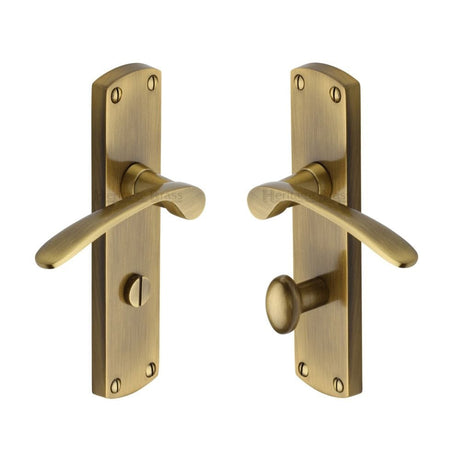 Heritage Brass Door Furniture Antique Brass / Bathroom Lock Handles Heritage Brass - Door Handle for Bathroom Diplomat Design Antique Brass Finish