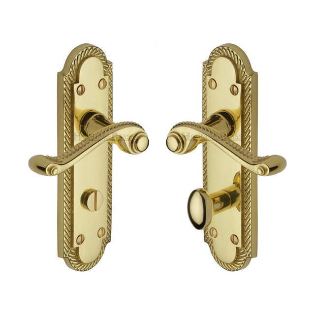 Heritage Brass Door Furniture Polished Brass / Bathroom Lock Handles Heritage Brass - Door Handle for Bathroom Gainsborough Design Polished Brass Finish
