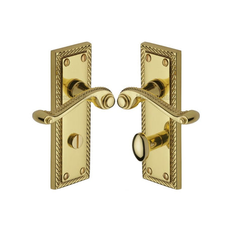 Heritage Brass Door Furniture Polished Brass / Bathroom Lock Handles Heritage Brass - Door Handle for Bathroom Georgian Design Polished Brass Finish