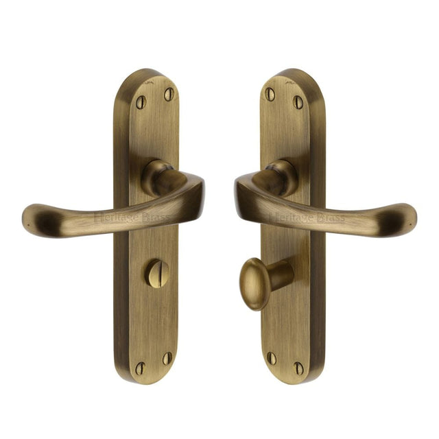 Heritage Brass Door Furniture Antique Brass / Bathroom Lock Handles Heritage Brass - Door Handle for Bathroom Gloucester Design Antique Brass Finish