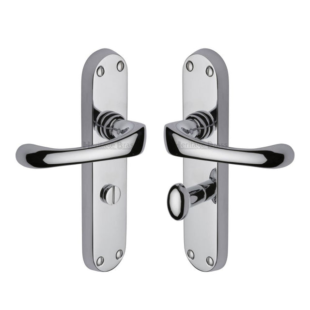 Heritage Brass Door Furniture Polished Chrome / Bathroom Lock Handles Heritage Brass - Door Handle for Bathroom Gloucester Design Polished Chrome Finish