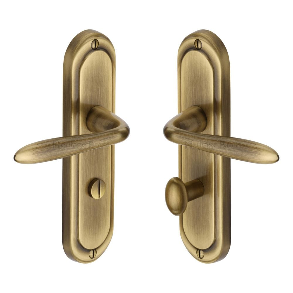 Heritage Brass Door Furniture Antique Brass / Bathroom Lock Handles Heritage Brass - Door Handle for Bathroom Henley Design Antique Brass Finish
