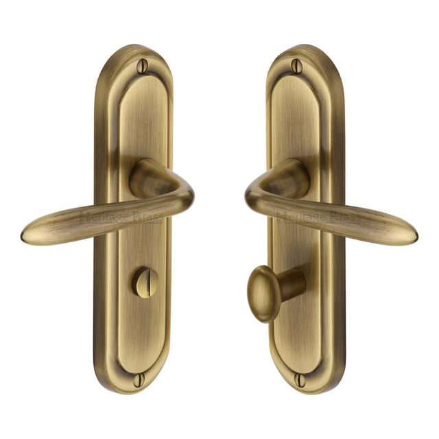 Heritage Brass Door Furniture Antique Brass / Bathroom Lock Handles Heritage Brass - Door Handle for Bathroom Henley Design Antique Brass Finish