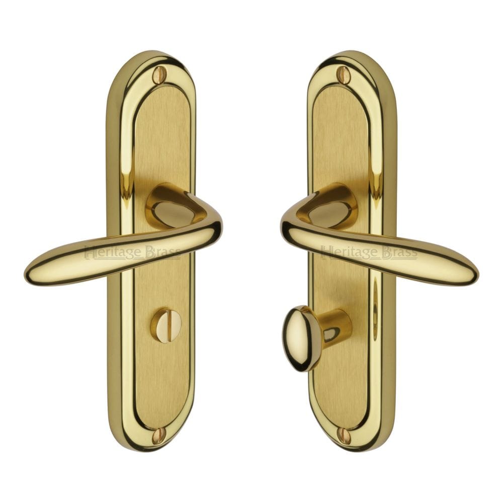 Heritage Brass Door Furniture Mayfair Split Finish / Bathroom Lock Handles Heritage Brass - Door Handle for Bathroom Henley Design Mayfair Finish