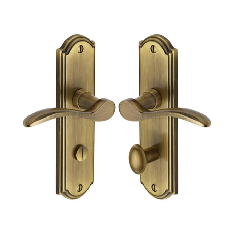 Heritage Brass Door Furniture Antique Brass / Bathroom Lock Handles Heritage Brass - Door Handle for Bathroom Howard Design Antique Brass Finish