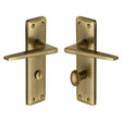 Heritage Brass Door Furniture Antique Brass / Bathroom Lock Handles Heritage Brass - Door Handle for Bathroom Kendal Design Antique Brass Finish