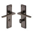 Heritage Brass Door Furniture Matt Bronze / Bathroom Lock Handles Heritage Brass - Door Handle for Bathroom Kendal Design Matt Bronze Finish