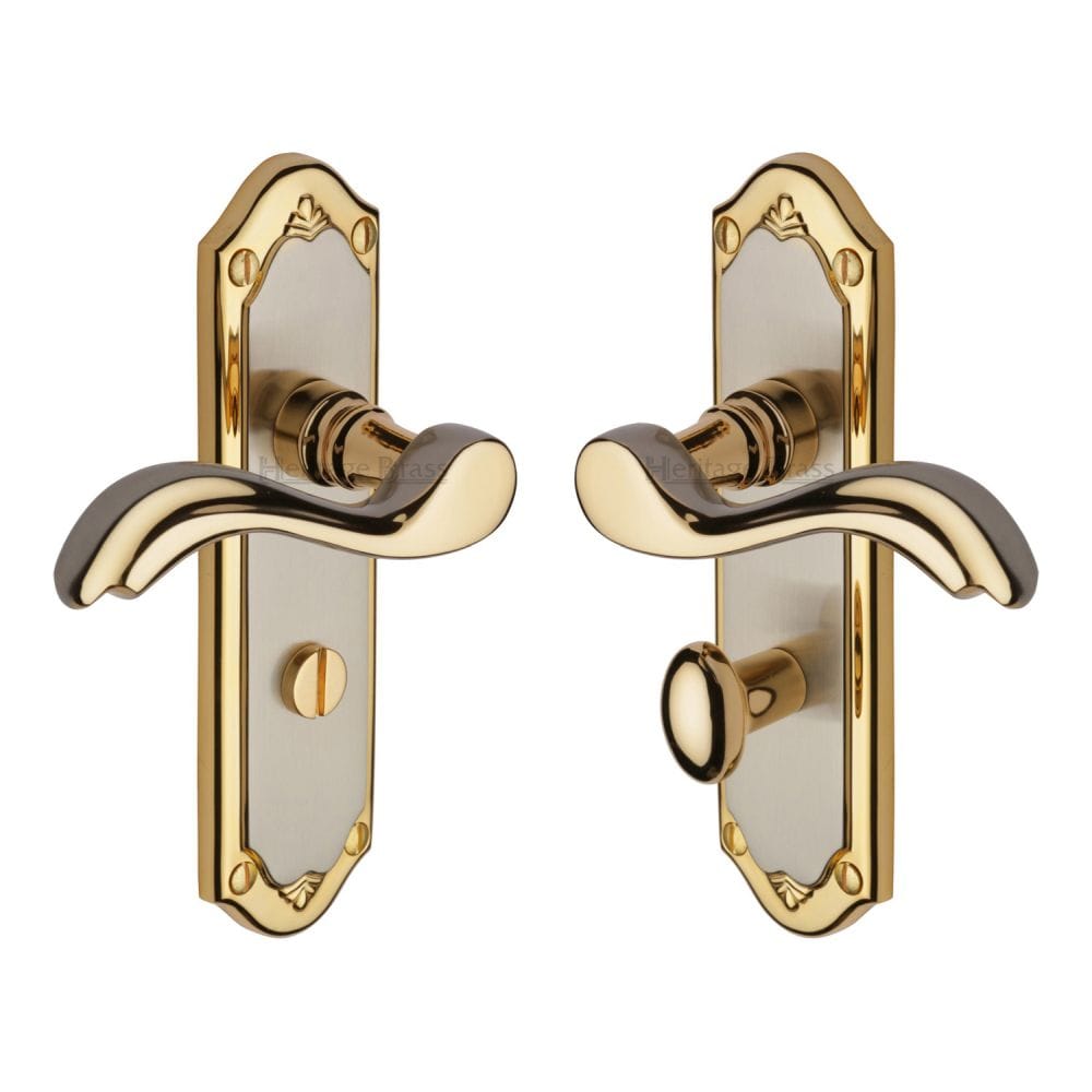 Heritage Brass Door Furniture Jupiter Split Finish / Bathroom Lock Handles Heritage Brass - Door Handle for Bathroom Lisboa Design Jupiter Finish