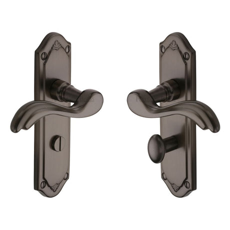 Heritage Brass Door Furniture Matt Bronze / Bathroom Lock Handles Heritage Brass - Door Handle for Bathroom Lisboa Design Matt Bronze Finish