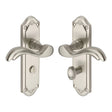 Heritage Brass Door Furniture Satin Nickel / Bathroom Lock Handles Heritage Brass - Door Handle for Bathroom Lisboa Design Satin Nickel Finish