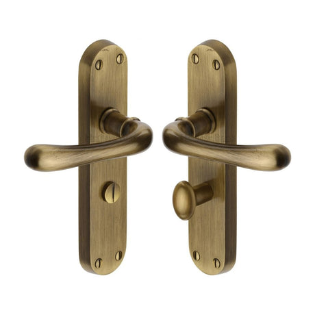 Heritage Brass Door Furniture Antique Brass / Bathroom Lock Handles Heritage Brass - Door Handle for Bathroom Luna Design Antique Brass Finish