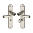 Heritage Brass Door Furniture Satin Nickel / Bathroom Lock Handles Heritage Brass - Door Handle for Bathroom Luna Design Satin Nickel Finish