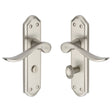 Heritage Brass Door Furniture Satin Nickel / Bathroom Lock Handles Heritage Brass - Door Handle for Bathroom Sandown Design Satin Nickel Finish