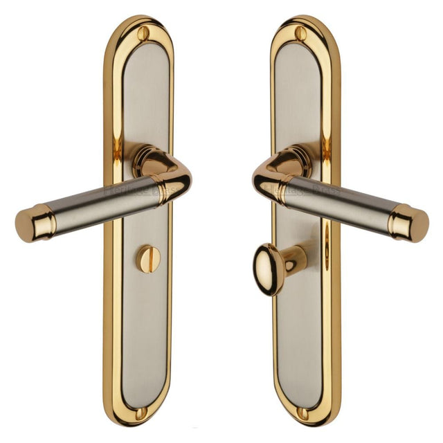 Heritage Brass Door Furniture Jupiter Split Finish / Bathroom Lock Handles Heritage Brass - Door Handle for Bathroom Saturn Long Design Jupiter Finish