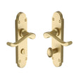 Heritage Brass Door Furniture Satin Brass / Bathroom Lock Handles Heritage Brass - Door Handle for Bathroom Savoy Design Satin Brass Finish