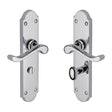 Heritage Brass Door Furniture Polished Chrome / Bathroom Lock Handles Heritage Brass - Door Handle for Bathroom Savoy Long Design Polished Chrome Finish
