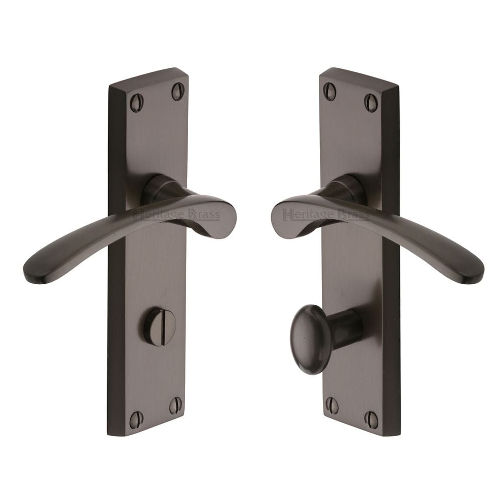 Heritage Brass Door Furniture Matt Bronze / Bathroom Lock Handles Heritage Brass - Door Handle for Bathroom Sophia Design Matt Bronze Finish