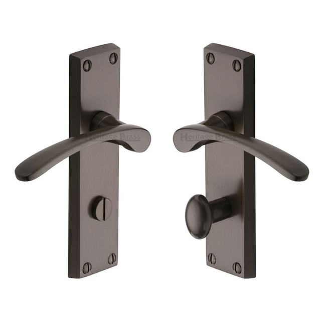 Heritage Brass Door Furniture Matt Bronze / Bathroom Lock Handles Heritage Brass - Door Handle for Bathroom Sophia Design Matt Bronze Finish